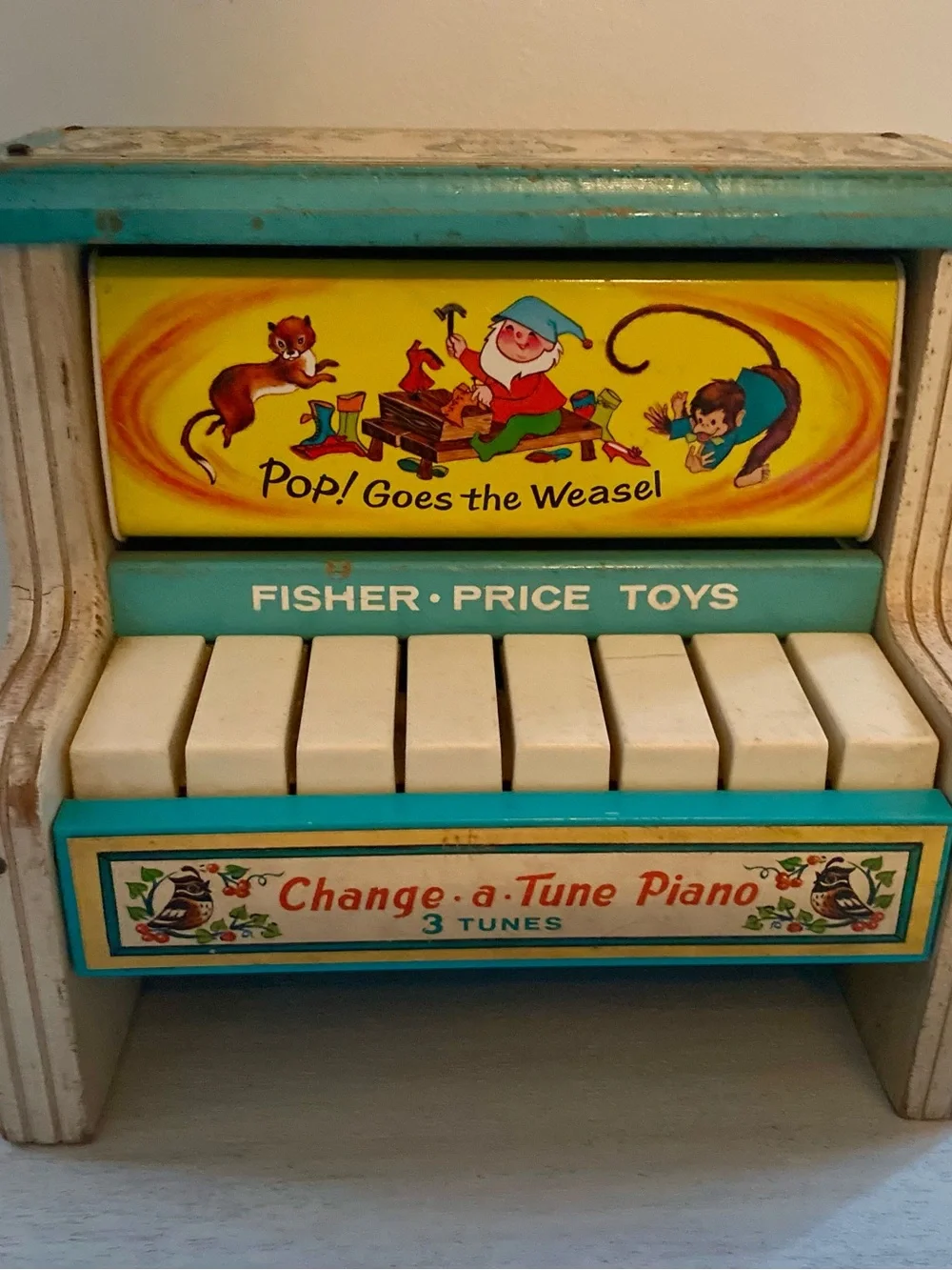 Fisher-Price Change-a-Tune Piano in Teal, Yellow and White